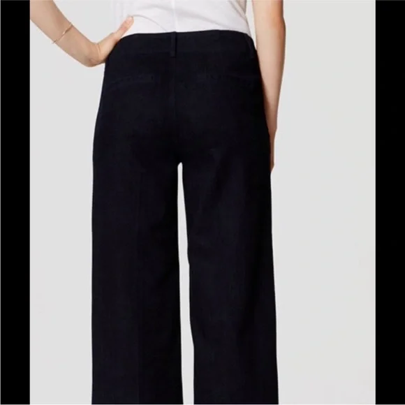 LOFT Black Wide-Leg High Rise Slim Crop Pants - Picture 3 of 4